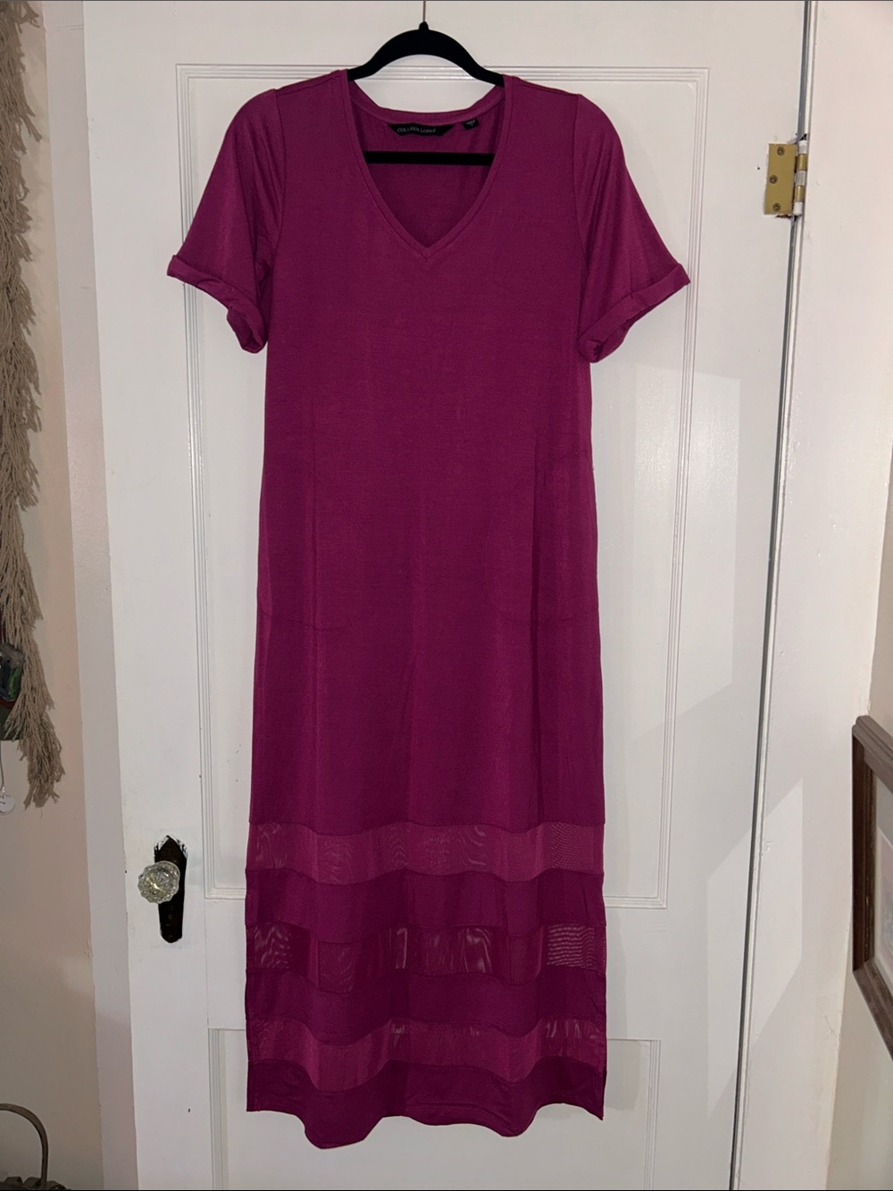 Colleen Lopez Magenta V-Neck Maxi Dress
